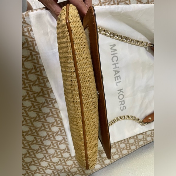 Michael Kors Woven and Leather Shoulder Purse EUC - Picture 3 of 6